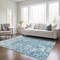 Homeroots 8' X 10' Teal Blue And Ivory Abstract Washable Indoor Outdoor Area Rug 612770 - alternate 3