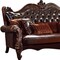 Homeroots 93" Brown Faux Leather Sofa And Toss Pillows With Burgundy Legs 490988 - alternate 2