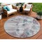 Homeroots 8' Teal Blue Aqua And Ivory Round Floral Washable Indoor Outdoor Area Rug 582778 - alternate 1