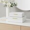 Homeroots Set of Two White And Gold Faux Shagreen Nesting Storage Boxes With Lids, 2PK 712934 - alternate 3