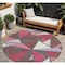 Homeroots 8' Burgundy Pink And Charcoal Round Geometric Washable Indoor Outdoor Area Rug 600356 - alternate 1