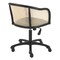 Homeroots Beige and Black Solid Wood Steel And Cane Rattan Adjustable Swivel Rolling Office Chair 558361 - alternate 3