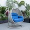 Leisuremod Mendoza Light Grey Wicker Hanging 2 person Egg Swing Chair with Blue Cushions MSCLGR-53BU - alternate 2