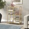Homeroots 42" Brass Steel and Glass Five Tier Double Bookcase 527572 - alternate 2