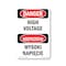Signmission OSHA Danger Sign, 14" Height, Rigid Plastic, High Voltage Bilingual, 1014-VP-1327 OS-DS-P-1014-VP-1327 - alternate 1