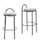 Homeroots Set of Two 30" Beige and Black Chenille and Steel Low Back Bar Height Bar Chairs, 2PK 555725 - alternate 1