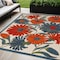 Homeroots 5' X 8' Ivory Blue Orange And Green Floral Indoor Outdoor Area Rug 545021 - alternate 4