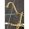 Kingston Brass Two-Handle Wall Mount Bridge Kitchen Faucet, Brushed Brass KS1247PL - alternate 2