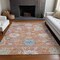 Homeroots 5' X 8' Orange Pink And Denim Blue Floral Washable Indoor Outdoor Area Rug 605314 - alternate 2