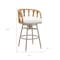 Homeroots 30" Gray Natural and White Aluminum And Faux Rattan Swivel Bar Height Chair 668809 - alternate 3