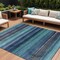 Homeroots 8' X 10' Teal Blue Aqua And Navy Blue Striped Washable Indoor Outdoor Area Rug 631224 - alternate 1