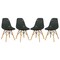 Leisuremod Dover Plastic Dining Side Chair with Wooden Legs, Transparent Black, 4PK EP19TBL4 - alternate 1