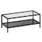 Homeroots 45" Clear And Black Glass And Steel Coffee Table With Shelf 520910 - alternate 3