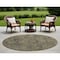 Homeroots 8' Round Dark Moss Green and Gray Round Oriental Washable Non Skid Indoor Outdoor Area Rug 563804 - alternate 1