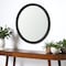 Homeroots 30" Black Solid Wood Round Accent Mirror 607307 - alternate 1