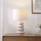 Jonathan Y Juniper 26" Modern Minimalist Resin Stacked Ovoid LED Lamp, Antique White JYL5506A - alternate 3