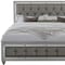 Homeroots Silver Champagne Tone King Bed  Padded Headboard  Padded Footboard  Mirror Trim Accents 383837 - alternate 4