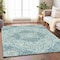 Homeroots 5' X 8' Teal Blue And Ivory Medallion Washable Indoor Outdoor Area Rug 617468 - alternate 2