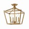 Jonathan Y Plains 12" 4-Light Modern Farmhouse Metal Open-Frame Pagoda LED Semi Flush Mount Mini Lantern, Brass JYL7610B - alternate 1