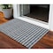 Homeroots 3' X 5' Navy Blue And Ivory Geometric Washable Indoor Outdoor Area Rug 583276 - alternate 1