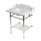Kingston Brass 30-Inch Carrara Marble Console Sink with Brass Legs and Shelf, 8-Inch, 3-Hole LMS30MBSQB6 - alternate 1