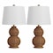 Jonathan Y Millie 23" Modern Coastal Woven Rattan Gourd LED Table Lamp, Dark Brown, 2PK JYL5704A-SET2 - alternate 3