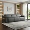 Homeroots 100" Dark Gray Top Grain Leather Reclining Metal USB Sofa 720430 - alternate 3