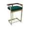 Homeroots 30" Green and Gold Metal and Velvet Low Back Bar Height Bar Chair 555116 - alternate 1