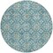 Homeroots 8' Teal Blue Gray And Gold Round Floral Washable Indoor Outdoor Area Rug 595993 - alternate 3
