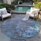 Homeroots 8' Teal Blue Taupe And Sky Blue Round Abstract Washable Indoor Outdoor Area Rug 618240 - alternate 3