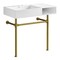Kingston Brass 36" Solid Surface Console Sink with Stainless Steel Legs, 8-Inch, 3-Hole, Matte White/Brushed Brass KVPB3368SQA87 - alternate 1