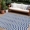 Homeroots 8' X 10' Navy Blue And Ivory Chevron Washable Indoor Outdoor Area Rug 595328 - alternate 1