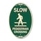 Signmission Slow Pedestrian Crossing Green & Tan, 12 Inch X 18 Inch Architectural Oval, Heavy Gauge Aluminum A-OV-G-1218-9890 - alternate 1