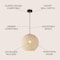 Jonathan Y Lacey 16" 1-Light Bohemian Minimalist Adjustable Rattan-Style Woven Rope Globe Basket LED Pendant, Wh JYL1135A - alternate 2