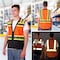 Protectx Class 2 High Visibility Safety Vest, 6 Pockets, Zipper Front, Mesh Back, Lime Orange/Black SV-120SM4-ORBK-M - alternate 4