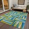 Homeroots 5' X 8' Teal Blue Green And Ivory Geometric Washable Indoor Outdoor Area Rug 598305 - alternate 3
