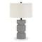 Homeroots 23" Gray Concrete Faceted Column Table Lamp With White Drum Shade 523608 - alternate 1
