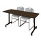 Regency Kobe Mobile T-Base Training Table W/ 2 Zeng Stack Chairs, 72 in W, 24 in L, Neo Walnut MKTRCC7224NW44GY - alternate 1