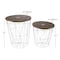Lavish Home Set of 2 End Tables Nesting Tables with Removable Wood Tops, Metal Wire Baskets Round Side Furniture 80-ENDTBL-1 - alternate 2