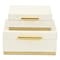Homeroots Set of Two White And Gold Square Nesting Decorative Storage Boxes With Lids, 2PK 712923 - alternate 1