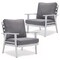 Leisuremod Walbrooke Outdoor Patio White Aluminum Armchairs With Cushions, Grey, 2PK WW-31-27GR2 - alternate 1