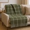 Homeroots 50" X 67" Olive Green And White Cotton Blend Woven Plaid Throw Blanket with Fringe 632900 - alternate 2