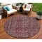 Homeroots 8' Pink And Brick Red Round Damask Washable Indoor Outdoor Area Rug 605099 - alternate 1