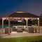 Sunjoy 13 ft. x 15 ft. Cedar Framed Gazebo with Brown Steel and Polycarbonate Hip Roof Hardtop A102007650 - alternate 2