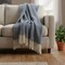Homeroots 50" X 60" Navy and Ivory Woven Cotton Polka Dots Throw Blanket with Tassels 518779 - alternate 2