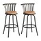 Homeroots Set of Two 29" Brown and Black Microfiber and Metal Low Back Bar Height Swivel Bar Chairs 568248 - alternate 3