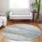 Homeroots 8' Blue Green And Ivory Round Abstract Washable Indoor Outdoor Area Rug 604573 - alternate 2