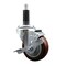 Service Caster 3.5'' SS Maroon Poly Swivel 1'' Expanding Stem Caster with Brake SCC-SSEX20S3514-PPUB-MRN-TLB-1 - alternate 1