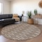 Homeroots 8' Brown And Beige Round Geometric Washable Indoor Outdoor Area Rug 599612 - alternate 3