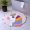 Homeroots 32" Pink And Yellow Cotton Unicorns Round Youthful Bath Rug 635393 - alternate 2